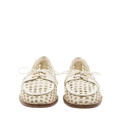 Andrea Gomez Carla Leather Loafers In White