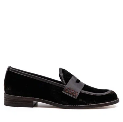 Andrea Gomez Camila Velvet Loafers In Black