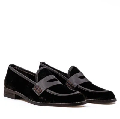 Andrea Gomez Camila Velvet Loafers In Black