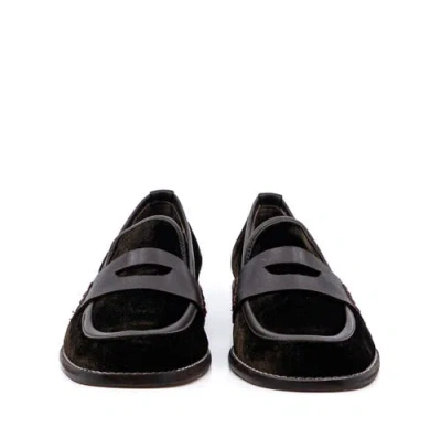 Andrea Gomez Camila Velvet Loafers In Black