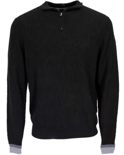 Lords Of Harlech Quinn Quarter Zip Merino Wool Sweater In Black