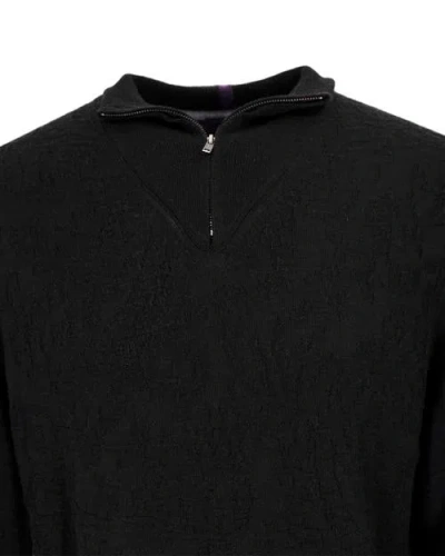 Lords Of Harlech Quinn Quarter Zip Merino Wool Sweater In Black