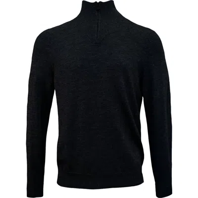Lords Of Harlech Quest Fully Fashioned Quarter-zip Merino Sweater In Black