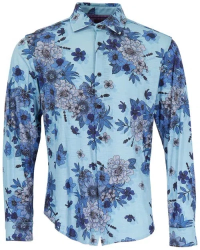 Lords Of Harlech Sherlock Tailored Merino Wool Shirt In Blue