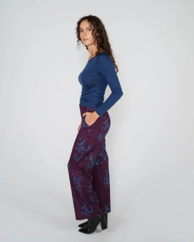 Lords Of Harlech Carly Merino Long Sleeve Boatneck Shirt In Blue