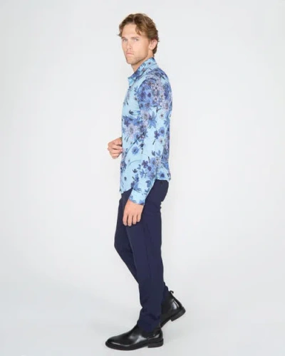 Lords Of Harlech Sherlock Tailored Merino Wool Shirt In Blue