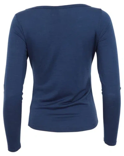 Lords Of Harlech Carly Merino Long Sleeve Boatneck Shirt In Blue