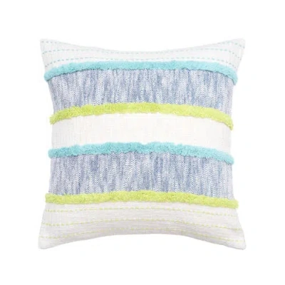Carol & Frank Benn Striped Tufted Texture Cotton Decorative Throw Pillow, 20" X 20" With Insert In Multi