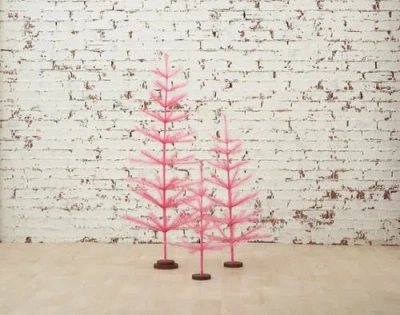 Carol & Frank 36" X 10" Pampas Tree Figurines In Pink