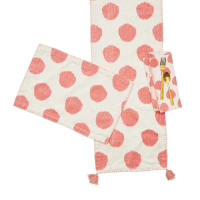 Carol & Frank Dot Table Runner In Pink