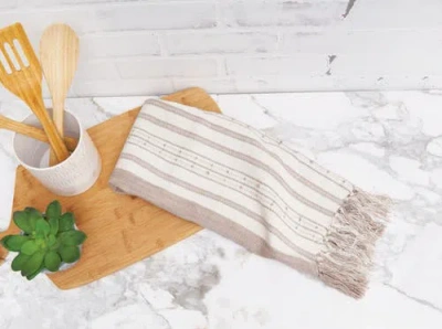 Carol & Frank Oriana Natural Striped Towel In Neutral