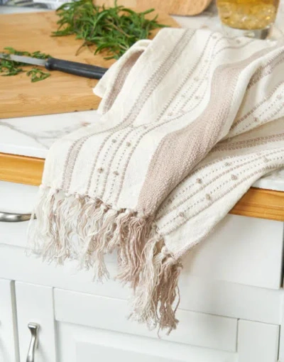 Carol & Frank Oriana Natural Striped Towel In Neutral