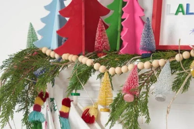 Carol & Frank Color Bottle Brush Tree Garland In Multi