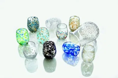 Tag Cobalt Blue And White Confetti Stemless Drinkware Set In Blue