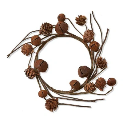 Tag Pinecone And Bell Wreath Fall Harvest Home Decoration In Brown