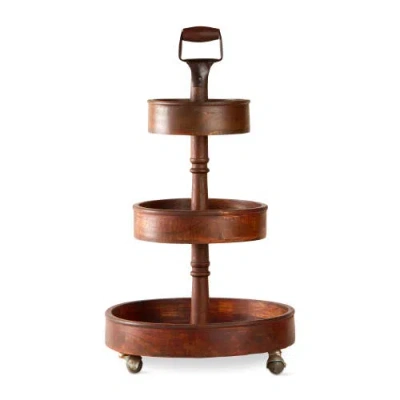 Tag Chestnut 3 Tier Storage Shovel Handle Decorative Sculpture In Brown