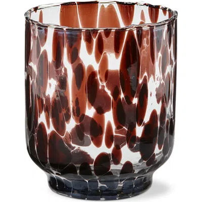 Tag Brown Tortoise Print Clear Glass Tealight Candle Holder In Brown
