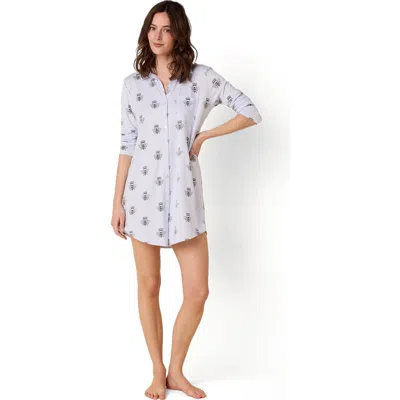 The Cat's Pajamas Pima Knit Night Shirt Conversational In Blue