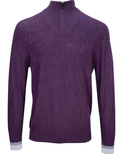 Lords Of Harlech Quinn Quarter Zip Merino Wool Sweater In Purple