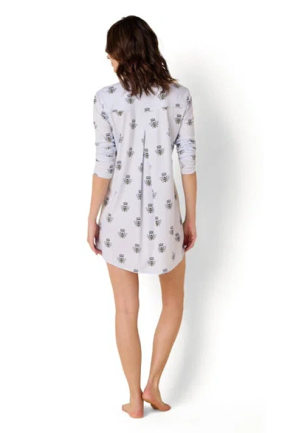 The Cat's Pajamas Pima Knit Night Shirt Conversational In Blue