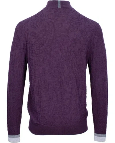 Lords Of Harlech Quinn Quarter Zip Merino Wool Sweater In Purple