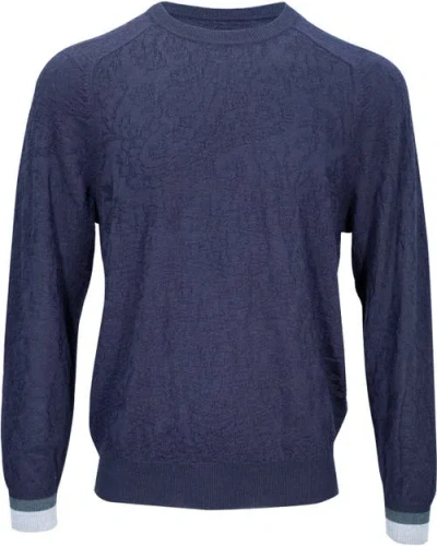 Lords Of Harlech Colin Jacquard Merino Wool Paisley Sweater In Blue