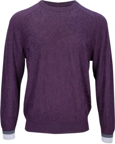Lords Of Harlech Colin Jacquard Merino Wool Paisley Sweater In Purple