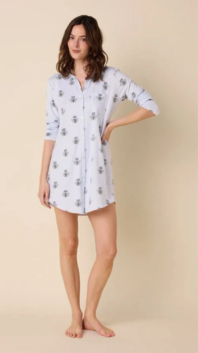 The Cat's Pajamas Pima Knit Night Shirt Conversational In Blue