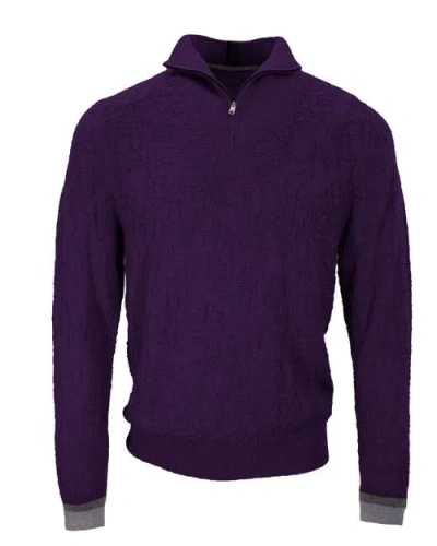 Lords Of Harlech Quinn Quarter Zip Merino Wool Sweater In Purple