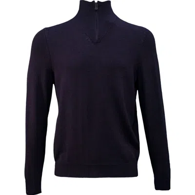 Lords Of Harlech Quest Fully Fashioned Quarter-zip Merino Sweater In Blue