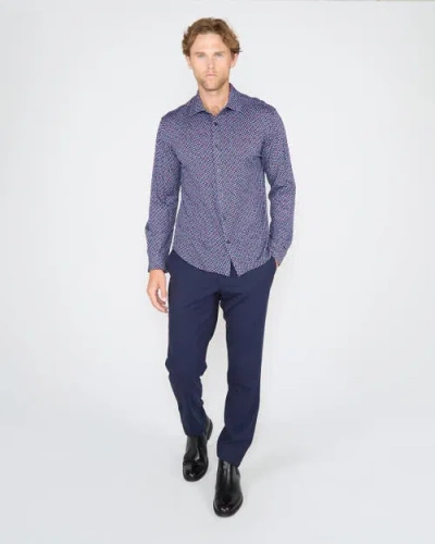 Lords Of Harlech Sherlock Tailored Merino Wool Shirt In Blue