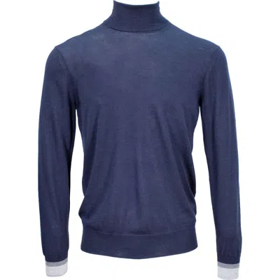 Lords Of Harlech Ronald Merino Wool Turtleneck Sweater In Blue