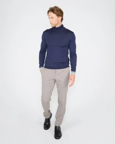 Lords Of Harlech Ronald Merino Wool Turtleneck Sweater In Blue