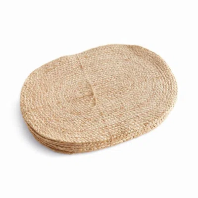 Napa Home & Garden Jute Coil Oval Placemats, Set Of 8 In Brown