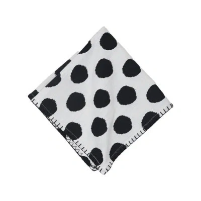 Carol & Frank Dot Onyx Black Polka Dot Napkin, Set Of 4 In Black