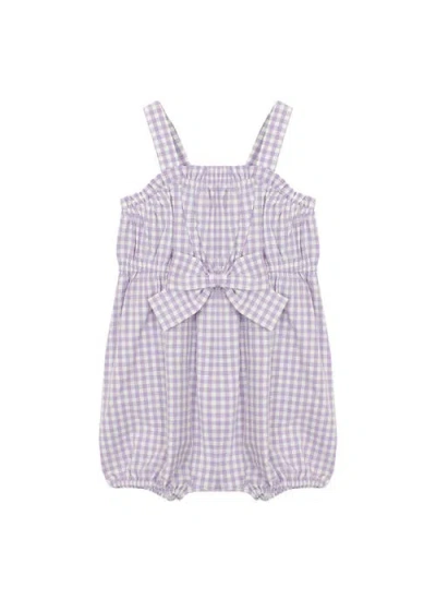 Mabel + Honey Super Bloom Baby Romper With Bow In Purple