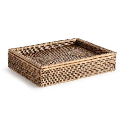 Napa Home & Garden Burma Rattan Lidded Letter Storage Decorative Tray In Brown