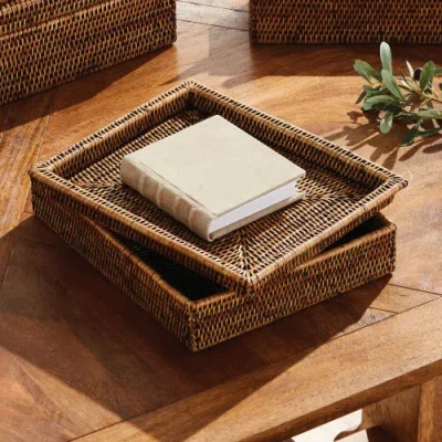 Napa Home & Garden Burma Rattan Lidded Letter Storage Decorative Tray In Brown