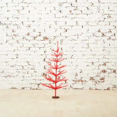 Carol & Frank 36" X 10" Pampas Tree Figurines In Red