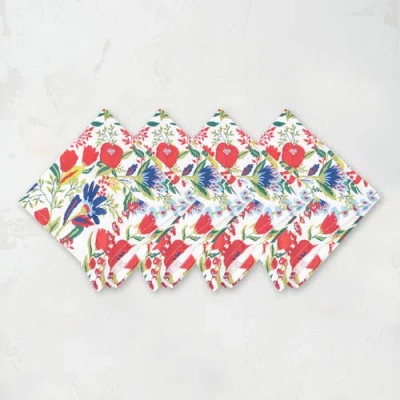 Carol & Frank Bella Winter Napkins Set Of 4 In Red