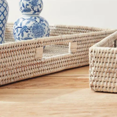 Napa Home & Garden Burma Rattan Ottoman Trays Set Of 3 In Multi