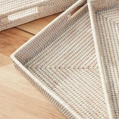 Napa Home & Garden Burma Rattan Ottoman Trays Set Of 3 In Multi