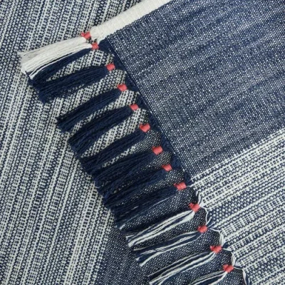 Carol & Frank Kerbey Indigo Table Throw 54" X 54" In Blue