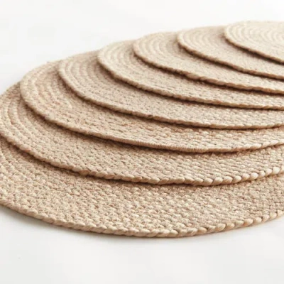 Napa Home & Garden Jute Coil Round Placemats, Set Of 8 In Brown