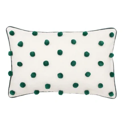 Carol & Frank Jungle Dot Oblong Tufted Throw Pillow, 14" X 22" In Green