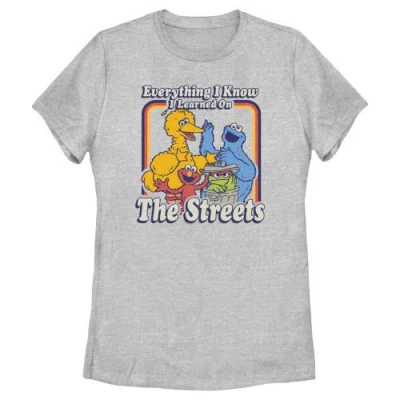 Sesame Street Everything I Know I Learned On The Streets  Graphic T-shirt In Gray