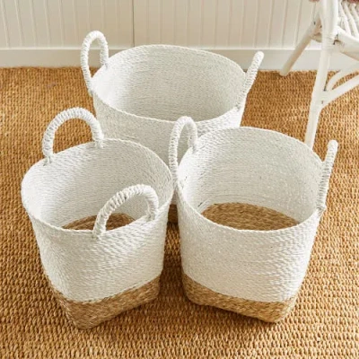 Napa Home & Garden Madura Market Baskets Set Of 3 In White
