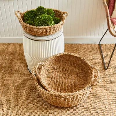 Napa Home & Garden Seagrass Shallow Baskets With Handles Set Of 3 In Brown
