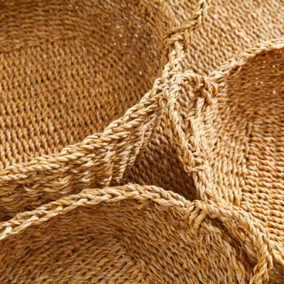 Napa Home & Garden Seagrass Shallow Baskets With Handles Set Of 3 In Brown