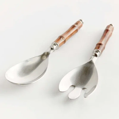 Napa Home & Garden Barclay Butera Keystone Salad Servers Set Of 2 In Brown